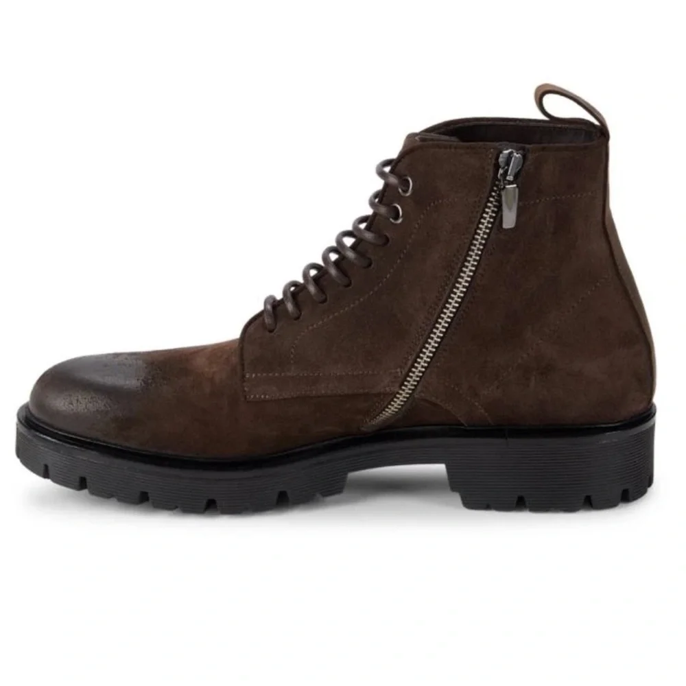 Good Man Brand Men’s Italian Leather‎ Lace/zip Up Modern City Boot Brown Size 10 - Picture 4 of 12